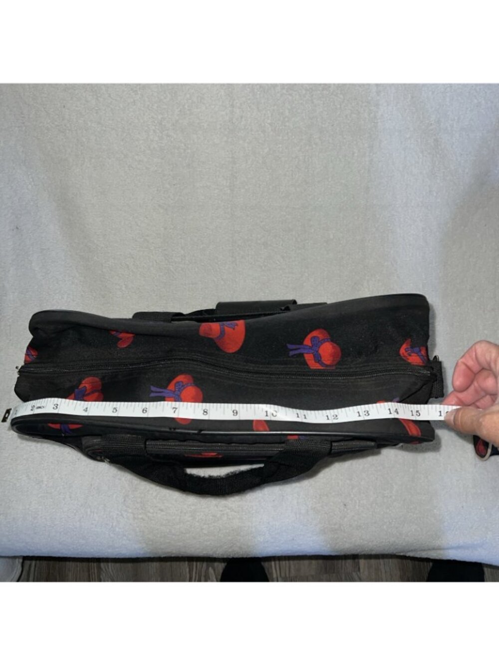 Red Hat Society 4 pc set tote shoulder bag toiletry hand Blk w/Red/Purple hats - Picture 5 of 16